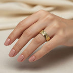 Micro Gold Plated Star Cut Frosted Wide Band Ring