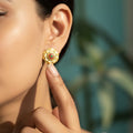 Zahra Engraved Stone Jhumka Drop Earrings