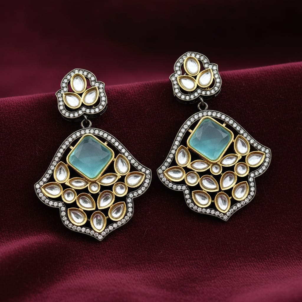 Zara Polki Kundan Statement Earrings