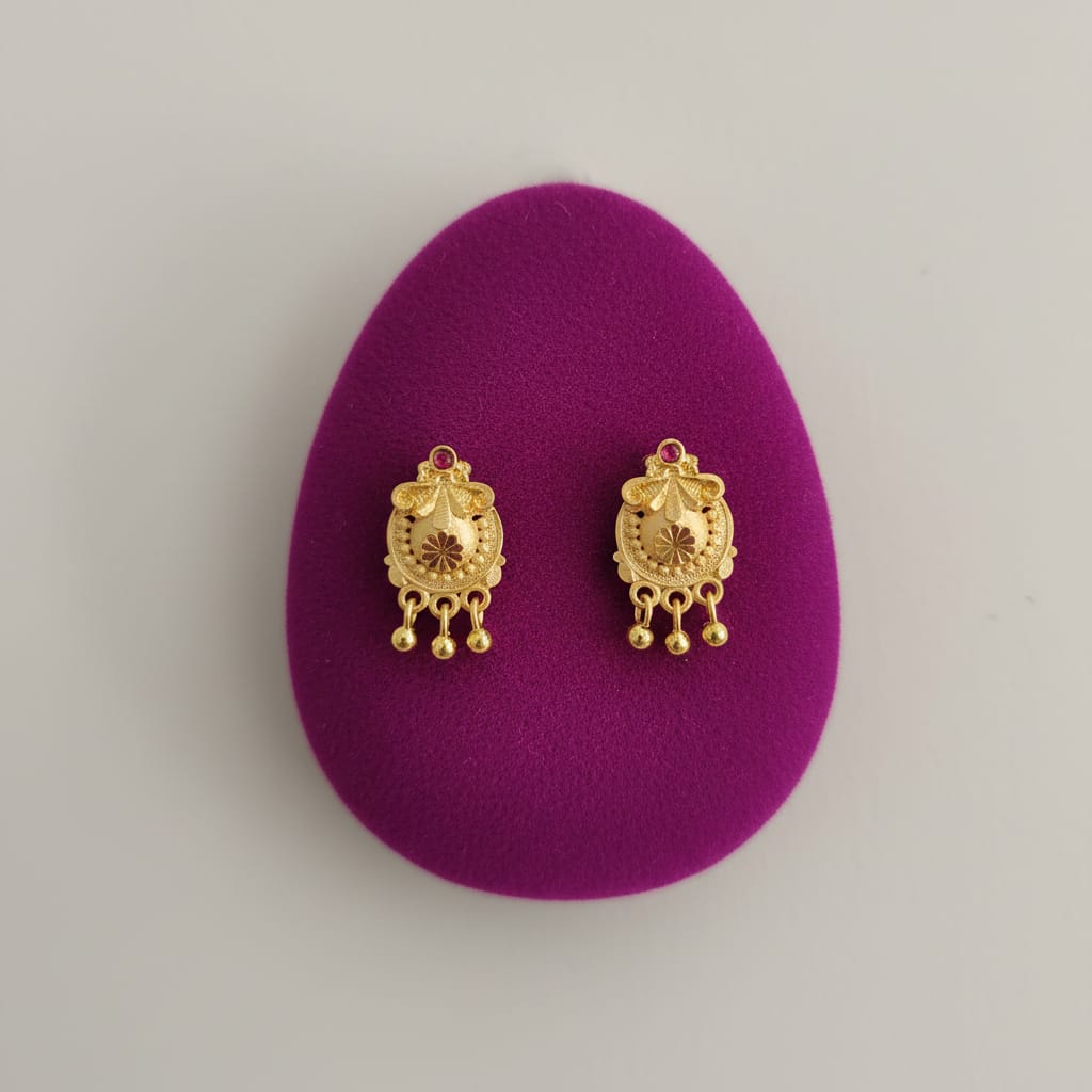 Zeenat Engraved Ball Drop Stud Earrings