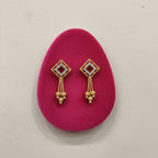 Quatrefoil CZ Flower Gold Bead Chain Tassel Earrings