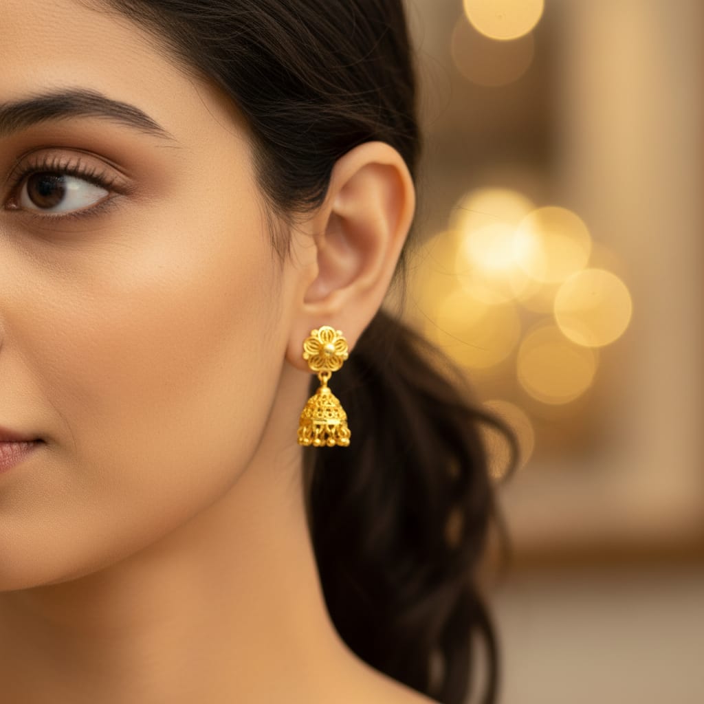 Ethnic Micro Gold Plated Double Jhumka