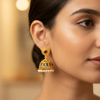 Micro Gold Plated Ruby Emerald Pearl Earring
