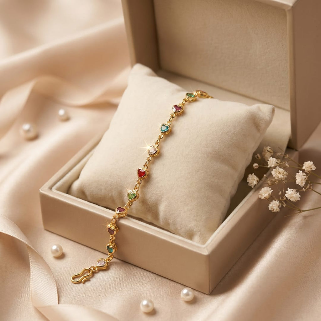 Micro Gold Forming Multicolour Link Chain Bracelet