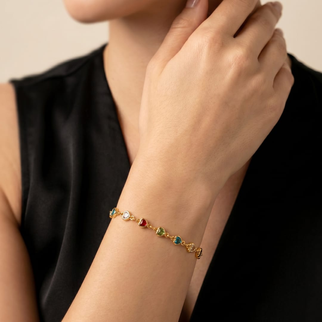 Micro Gold Forming Multicolour Link Chain Bracelet