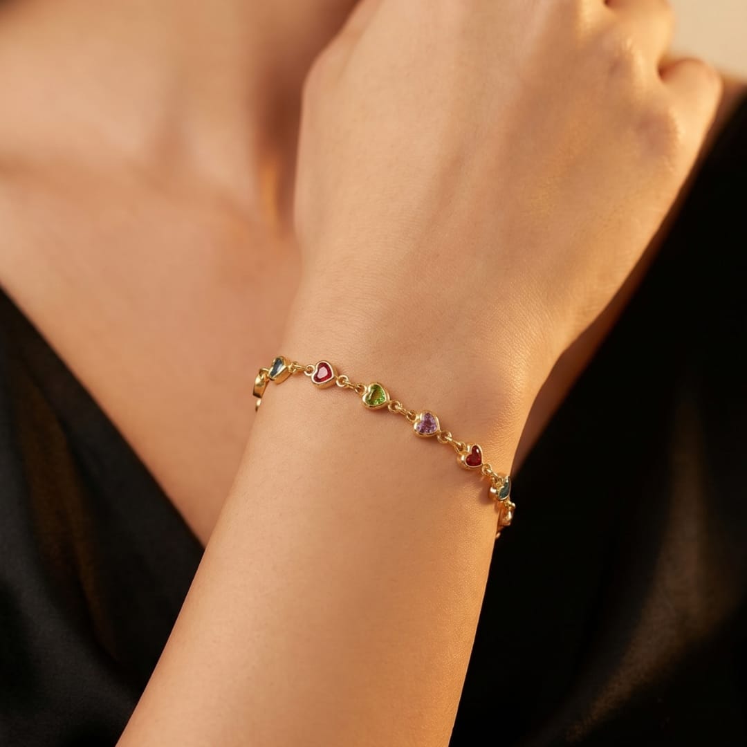 Micro Gold Forming Multicolour Link Chain Bracelet