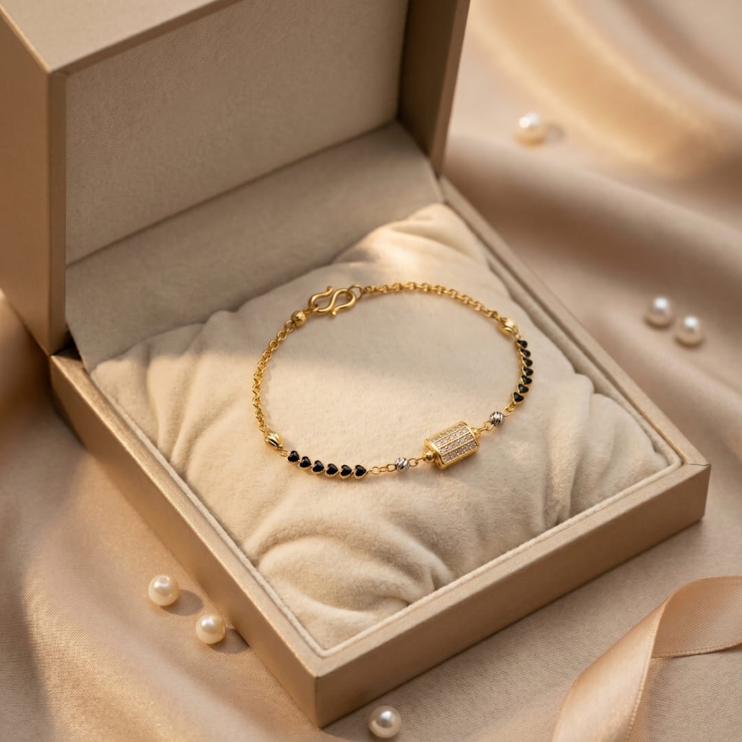 Micro Gold Forming CZ Square Charm Bracelet