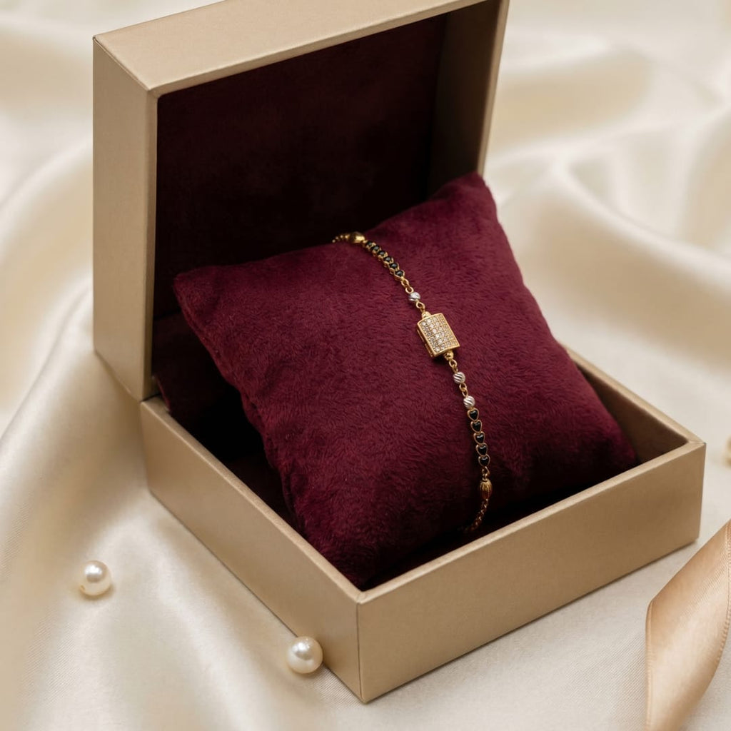 Micro Gold Forming CZ Square Charm Bracelet