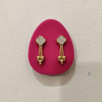 Quatrefoil Pave CZ Clover Gold Bead Chain Tassel Earrings