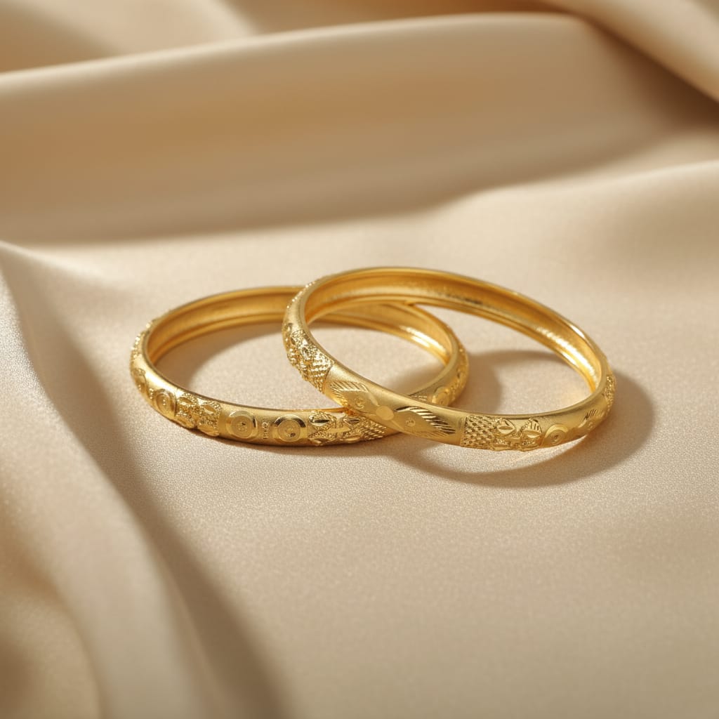 1 Gram Gold Floral Motif Bangles