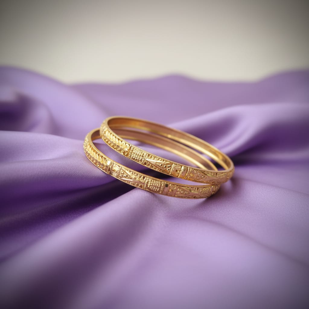 1 Gram Gold Engraved Leaf Bangles