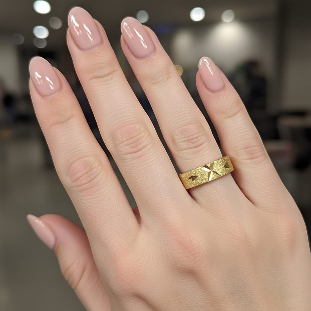 Shinayra by Nakhrali Creation gold plated brass slim band ring with stardust texture and diamond-cut star motifs.
